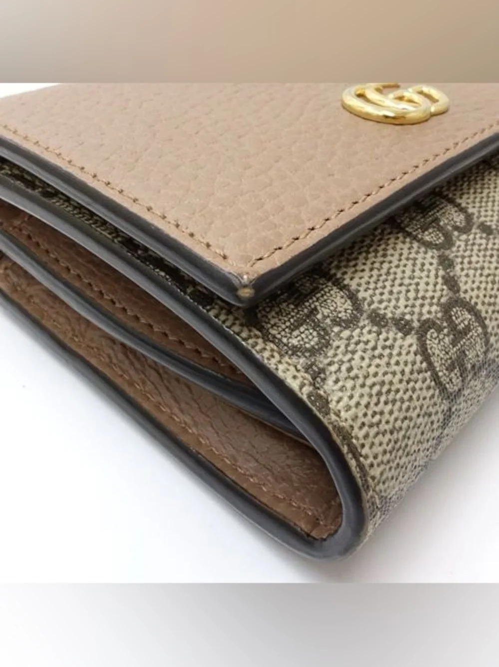 Gucci Bi-color GG Marmont Wallet Beige Canvas and Leather w/ branded dusty - EUC - Picture 6 of 7
